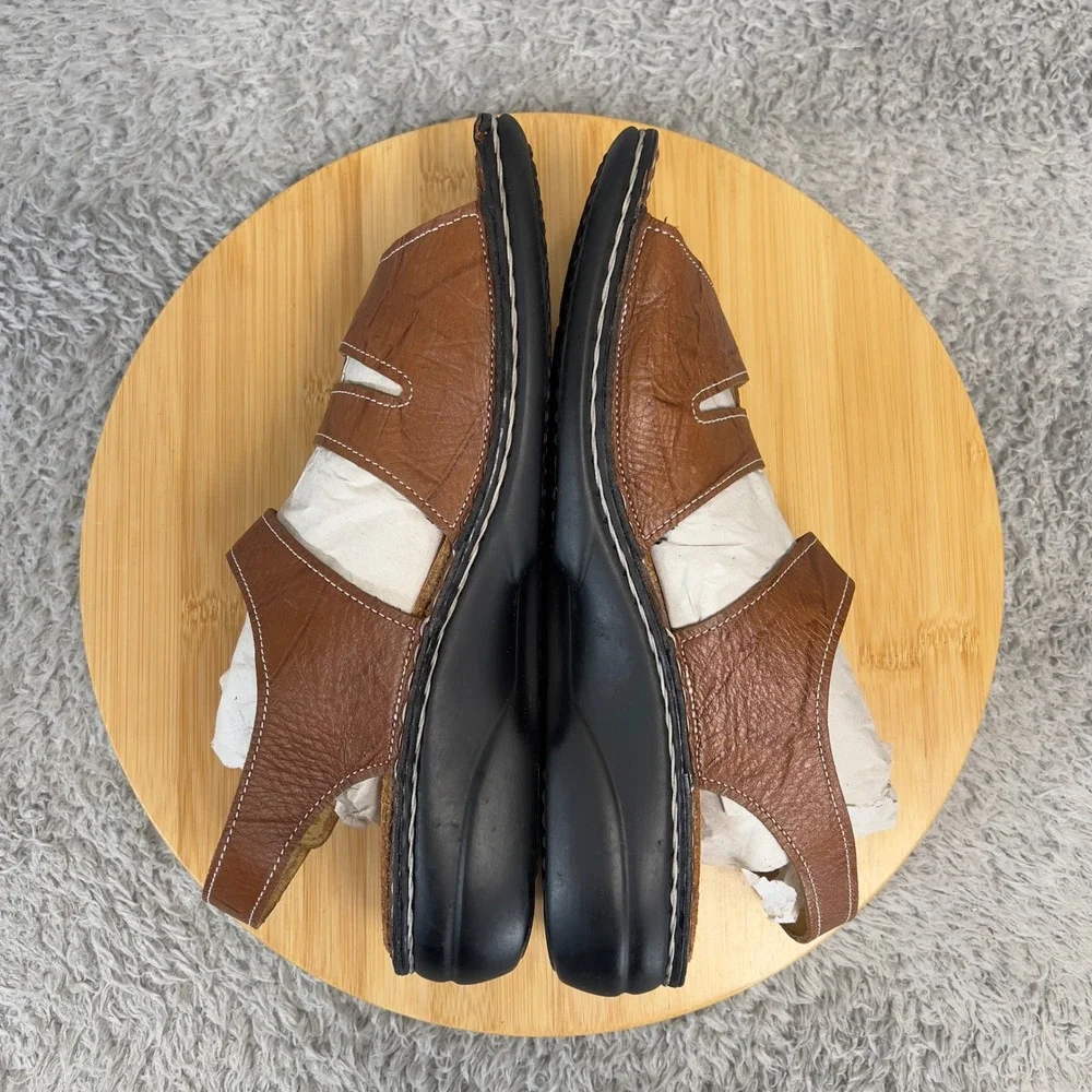 Finn Comfort Germany Gomera Brown Leather Slingback Sandals Womens 40 EU 9 US
